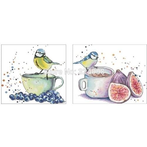 Blueberry Fig tea and tit patterns Counted Cross Stitch 11CT 14CT 18CT DIY Chinese Cross Stitch Kits Embroidery Needlework Sets