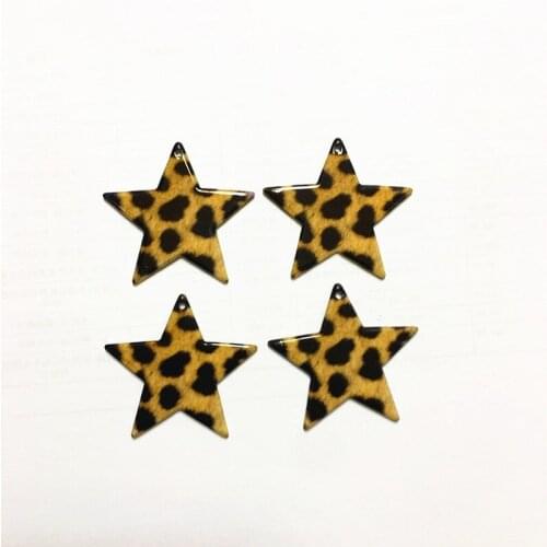 New arrival! 37x35mm 100pcs/lot star-shape acrylic Imitation Leopard print charms for earring/Jewelry making(As shown)
