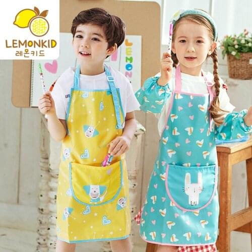 The new gowns Korean children eat paint clothes clothing waterproof anti-double with environmental protection