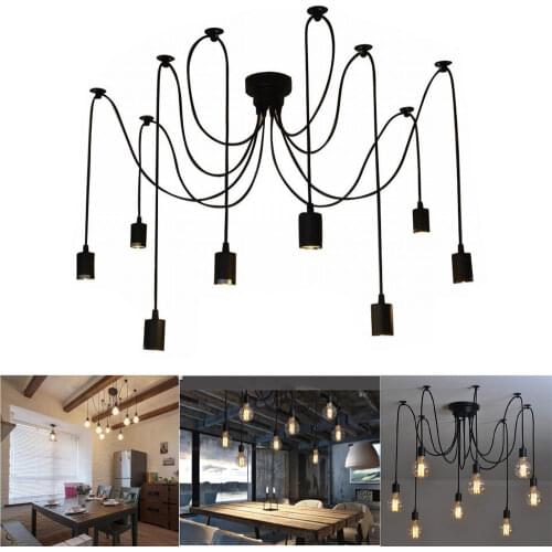 New Style 8 Arms Antique Classic Ajustable DIY Ceiling Spider Lamp Light E27 Retro Chandelier Pendant Dining Hall Bedroom Hotel