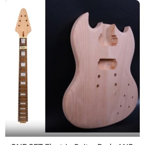 ONE SET Electric Guitar Body AND Neck Unfinished SG 1Pcs Mahogany Made High Quality