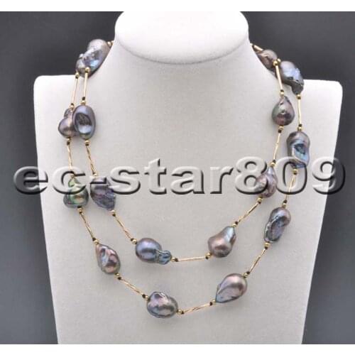 P6226 18“-32" 20mm Black Drop BAROQUE KESHI REBORN PEARL NECKLACE Women Fine Jewelry