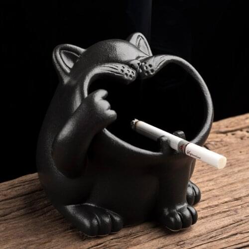 Cute little animal ashtray personality trend cartoon cat anti fly ash ceramic household ashtray