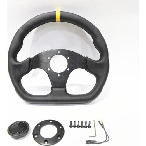 Modified racing 13 "320mm flat drift steering wheel / Genuine Leather steering wheel