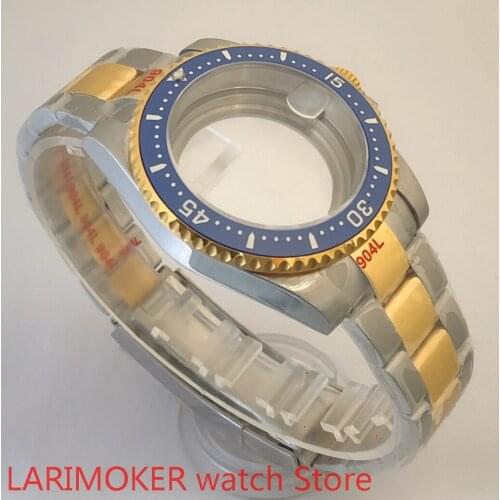 Transparent back 40mm sapphire glass case with 904L stainless steel bracelet with ETA NH36 MH35 case bezel blue
