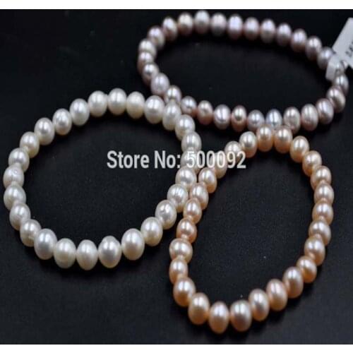Wholesale 12 pieces 6-7mm freshwater cultured pearl bracelets stretch