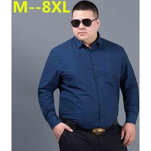 Plus size 10XL 8XL 6XL 5XL Men Shirt Long Sleeved Solid Floral Printing Plaid Casual Male Shirts Brand Clothing Dress Shirt Man