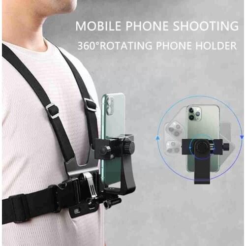 Mobile Phone Camera Stand 360 Camera Chest Strap Accessories Mobile Lure Fishing Riding Live Phone Cooking Wear Accessories D6H3