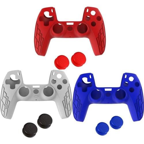 Silicone Cover Skin Case Thumb-Stick Grip Set for PS5 Controllers Cover Skin Case Joystick Cap