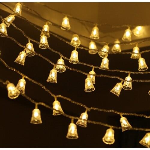 Glowing Waterproof LED Christmas Bell String Lights Colourful Twinkle Lamp Holiday Garden Party Decoration