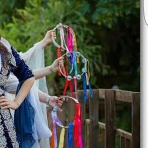 Evsay Tambourine Henna Night material Beribboned Tambourine (Joint Metal) 10 Pcs party material