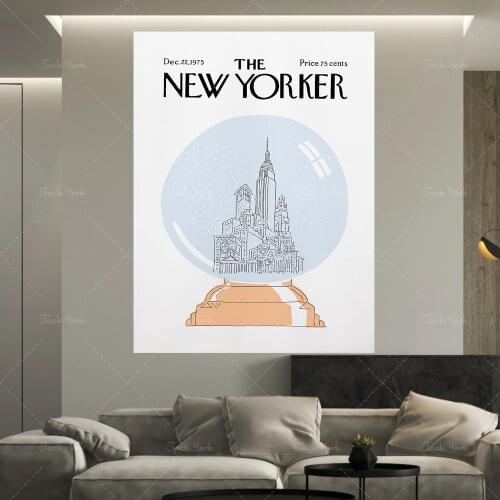 Vintage New Yorker Pink Illustration Snow-globe Print NYC, A3, A4, Postcard, Poster, Retro, Vintage Art, Gallery Wall, Magazine