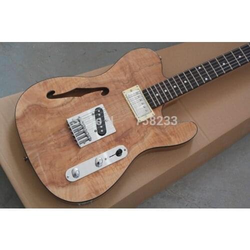 Top quality FDTL-2054 original wood color F hollow Ash body rosewood fretboard 6 strings electric Jazz Bass , Free shipping
