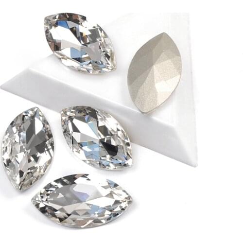 YANRUO 4227 Best Quality Nails Rhinestone Navette Shape Crystal Color Popular Glass Rhinestones For 3D DIY Nail Art Decorations