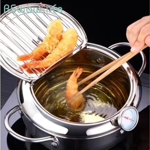 Temperature Controllable Japanese Household Tempura Fryer Mini Stainless Steel Frypot Induction Cooker Universal For Kitchen Pot