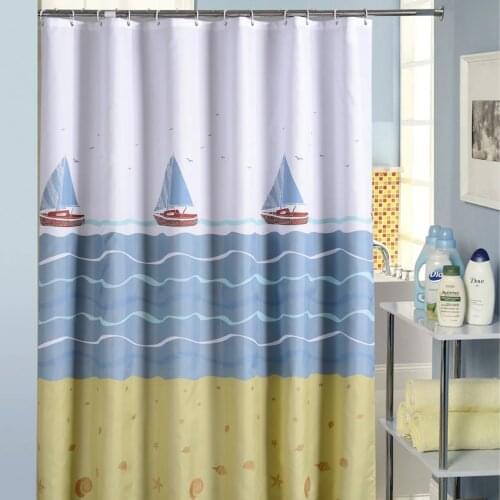 Cartoon Sailboat Shower Curtains Bathroom Waterproof Bath Curtain Bathtub Bathing Cover Extra Large Wide 12 Hooks rideau de bain