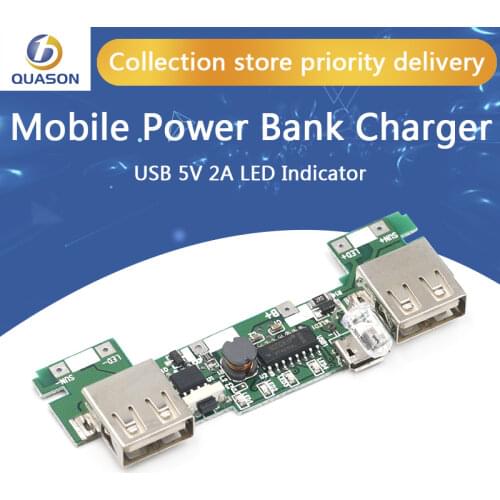 USB 5V 2A Mobile Power Bank Charger Module Lithium Li-ion 18650 Battery Charging Board LED Indicator New Version