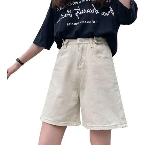 2021 Summer Streetwear Baggy Wide Leg Vintage Fashion The New Black Harajuku Pants Woman Jeans Shorts Clothes High Waisted