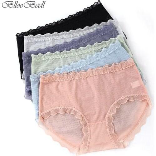 Hot Lace Women Underwear Sexy Briefs Mid Waist womens Seamless Panties Soft Ladies Lingerie Cotton Crotch Plus Size 3XL/4XL