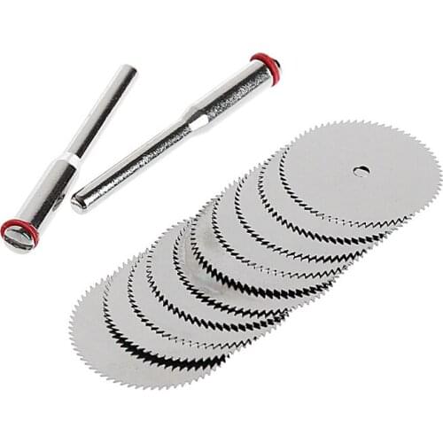 10 x 22mm Wood Saw Blade Disc + 2 x Rod for Dremel Rotary Cutting Tool -Y103