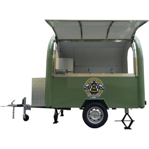 2.2m Long Food Trailer Mobile Kitchen Cart Deep Fryer Catering Ice Cream Vending Truck Van Kiosk Snack Coffee Cart for Sale