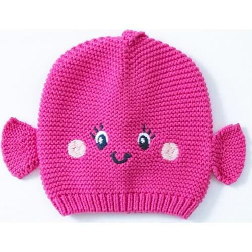 2016 Rose Girl Fish Hat Cotton Embroidery Crochet Kids Beanies Kids Fall Winter Children Cap Handmade Knit Windproof Earmuff Cap