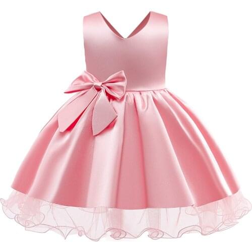 2021 Summer Bow Princess Dresses For Girl Kids Birthday Party Dress Elegant Girls Evening Dresses Children Clothes
