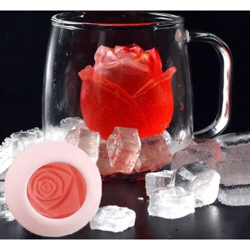 3D Ice Cube Form Silicone Rose Shape Icecream Mold Big Freezer Ice Cream Ball Maker Reusable Whiskey Cocktail Mould Bar Tools