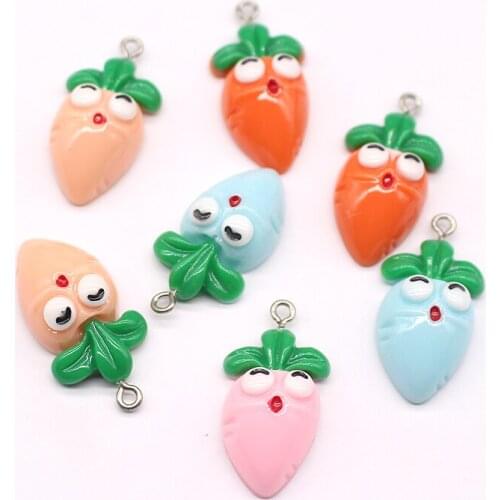 5pcs Kawaii Carrot Resin Earring Charms For Jewelry Findings Cute Food Diy Crafts Key Necklace Pendant Handmade Accessory F223