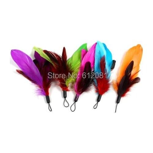 Free shipping pet Cat cat teaser feather funny cat stick replacement feather cat toy mixed colors 20pcs/lot