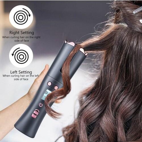 Cordless Automatic Rotating Hair Curler Wireless Curling Iron USB Rechargeable Air Curler Wave HairStyling Tool 1 Comb+2pc Clips