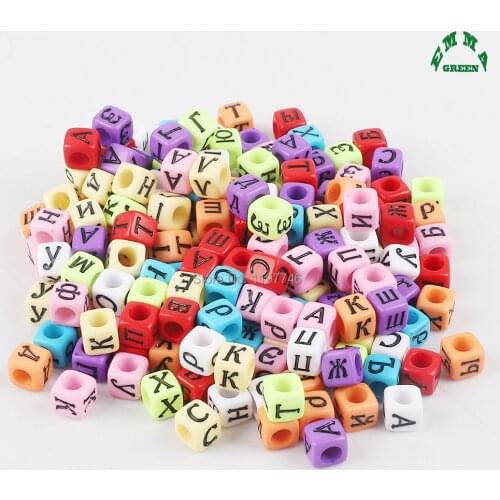 Beads for Kids Cube Russian Letter Beads for Jewelry Making 6mm 3000pcs Colorful Russia Beads with Letters Square Beads