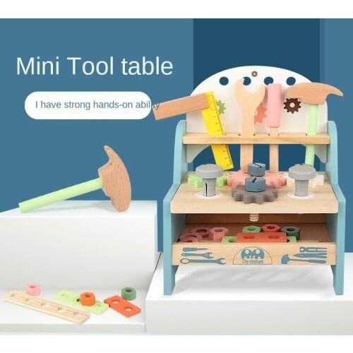 Wooden Simulation Small Workbench Childrens Maintenance Tools Baby Hands-on Ability Training and Development of Intelligence