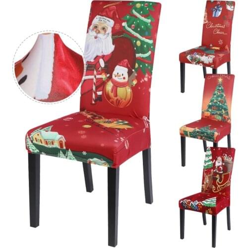 Christmas Elastic Seat Chair Covers waterproof Christmas Chair Cover Stretch Slipcovers For Christmas Banquet Party 1/2/4/6pcs