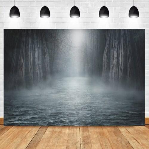 Halloween Dark Black Forest Scene Shoot Photography Background Halloween Eve Night Family Portrait Photo Backdrop Photocall