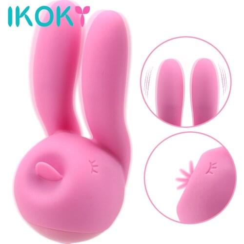 IKOKY 3 Motors Rabbit Ear Shape Vibrators Sex Toys For Women Vibrator For Clitoris Vagina Nipples Oral Sex Tongue Licking