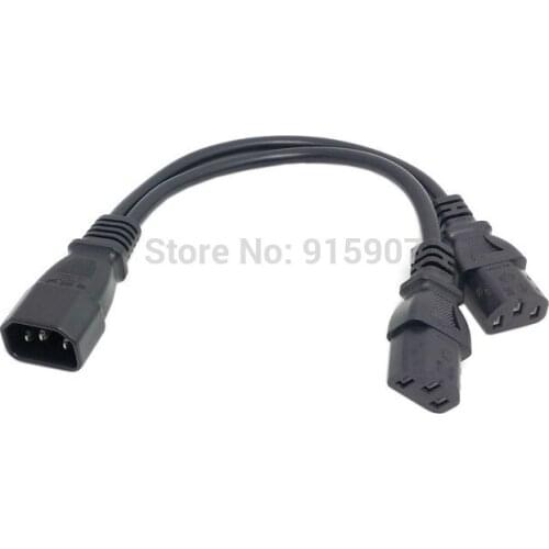 Jimier CY Single C14 to Dual 5-15R Short Power Y Type Splitter Adapter Cable Cord