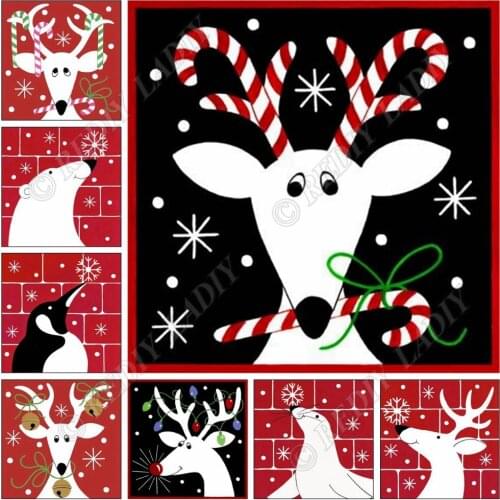 Full Square / Round Diamond Embroidery Christmas Animals Diamond Painting Crystal Mosaic Pattern Rhinestones Cross Stitch Crafts