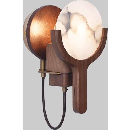 Patent Design Bedroom Bedside Solid Wood Wall Lamp New Chinese Style Hallway Aisle Lamp Natural Cloud Shek Pik Lamp