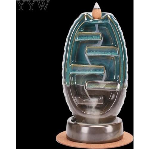 Backflow Ceramic Incense Burner Creative To Watch Buddhist Incense Ornaments Incense Stick Holder For Home Or Office Decoration