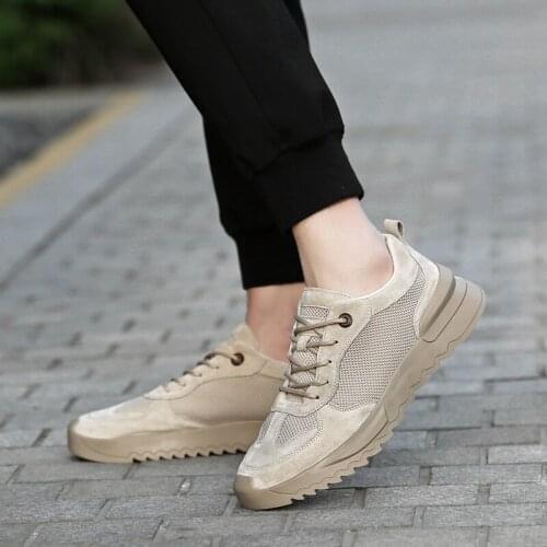 Hot Sale Fashion Mens Lightweight Breathable Casual Man Genuine Leather Flat Shoes For Men Running Walking Sneakers Footwear