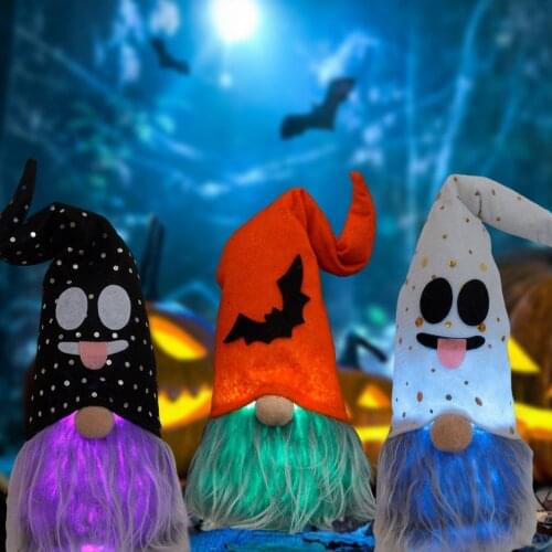 Cute Gnome Plush Ghosts Gnome Decor Home Kitchen Decoration Halloween Christmas Ornaments Illuminated Doll Halloween Gift