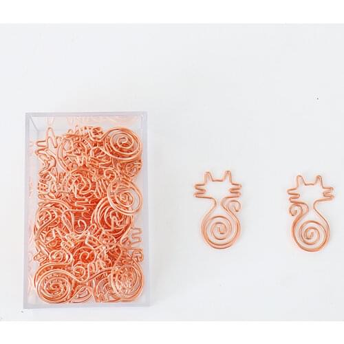 Rose Gold Cat Modeling Paper Clip Cute Book Decoration Bookmark Paper Clip Planner Clip Cute Clip Rose Gold Desk Paperclips Lot