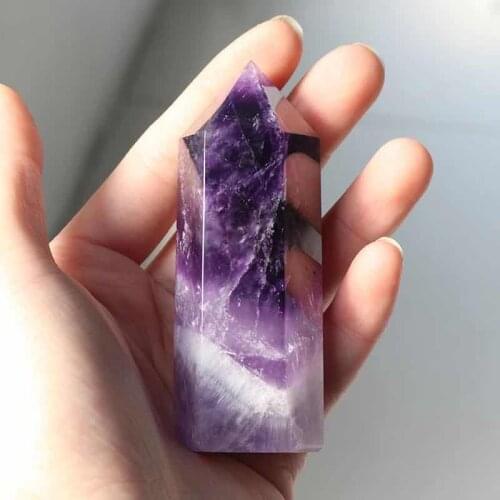 MOKAGY 60MM-70MM Natural Dream Amethyst Quartz Gemstone Crystal Points Tower For Feng Shui Decoration 1pc