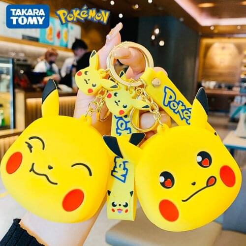 New Original Pokémon Creative Cute Cartoon Anime Pikachu Coin Purse Portable Metal Pendant Keychain Silicone Storage Bag Toys