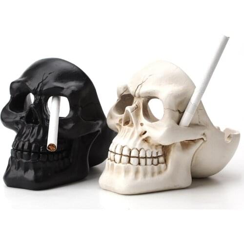 Skull Heads Resin Ashtray For Tabletop Gift For Friends Hotel Outdoor Home Decoration Smokeless Ashtray Holder Skull Statue