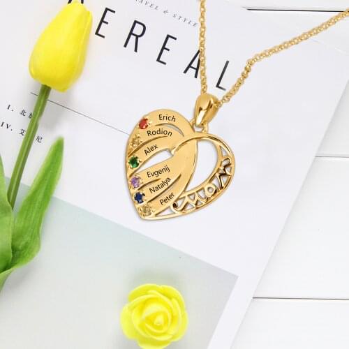 Personalized Classic 6 Names Rose Gold Silver Color Clavicle Chain Jewelry Custom Name Birthstone Pendant Necklace Gift For Girl