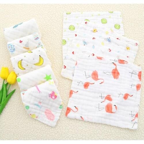 5pcs/lot 6 layers Baby Towel Cotton Wipe Face Towel Muslin Squar Newborn Bibs Infant Feeding Toddler Kids Saliva Bathing 25*25cm