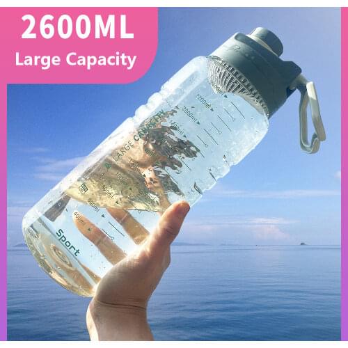 2600ml Large Capacity Portable Water Bottles for Sport Gym Travel Drinking Durable Transparent BPA Free Tea Mug Outdoor Camping