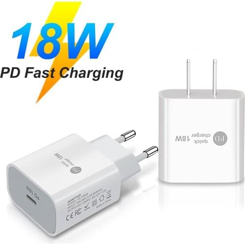 Mini Portable PD 18W Fast Charging Mobile Phone Quick Charger Adapter EU/US Plug